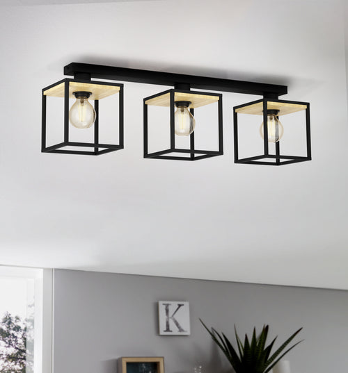 EGLO plafondlamp Libertad - e27 - 86 cm - zwart/bruin