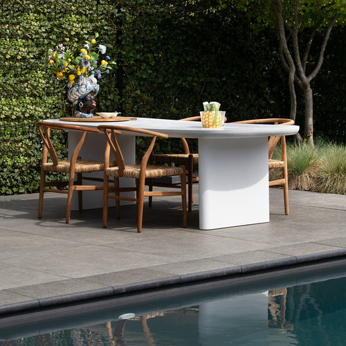 Giga Meubel Tuintafel Maya - Deens Ovaal - Wit Betonlook - 200x100x75cm