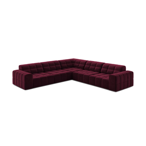Cosmopolitan Design - Symmetrische hoekbank Chicago 4-zits, flueel bordeaux - 285x285x78cm