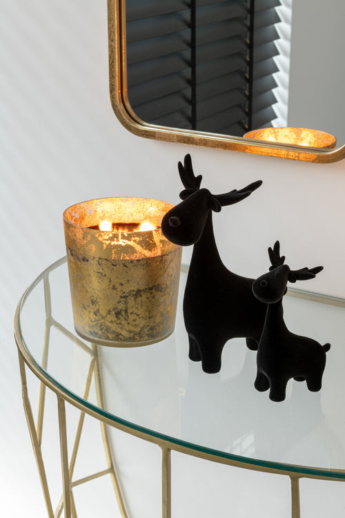 J-Line geurkaars M-Chic - Oud & Amber - glas - goud/zwart - medium - 80U - vtwonen shop