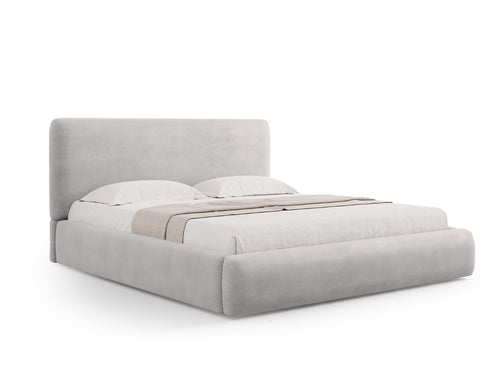 Cosmopolitan Design Opbergbed met hoofdeinde Colonel 160x200cm, chenille, lichtgrijs - 220x180x100cm