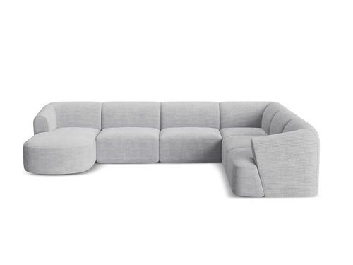 Cosmopolitan Design Modulaire panoramische hoekbank rechts Campi 7-zits, ribfluwelen geld - 255x330x70cm
