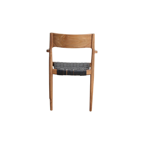 Raw materials eetkamerstoel Freya - zwart - teakhout & leer - 54x45x80 cm - vtwonen shop