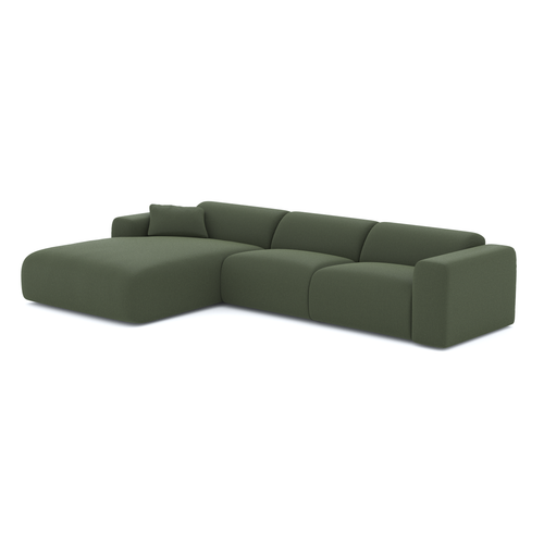 Sia Home - Grote hoekbank MYRA - Geweven stof - Olijfgroen - 280cm - vtwonen shop