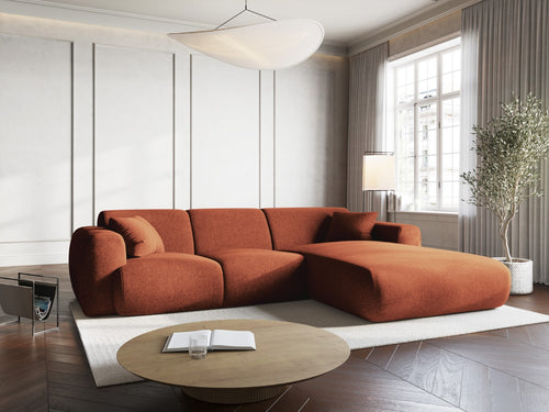 Cosmopolitan Design rechter hoekbank Nolio 4-zits, chenille, terracotta - 170x260x72cm