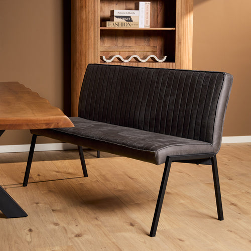 Starfurn Eetkamerbank Tivoli - Antraciet Leer - 155x56x88cm