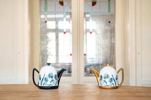 Bredemeijer - Theepot jubileum Cosy Manto 1,0L blauw/tulp - Limited Edition - vtwonen shop