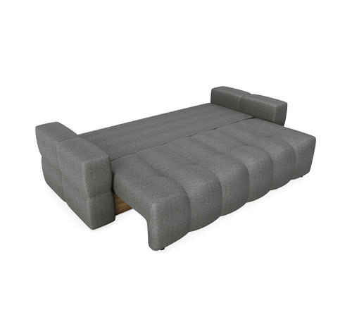 Sia Home - Slaapbank met opbergruimte, notenhout GABRIEL - kruisweefsel antracietgrijs 247cm
