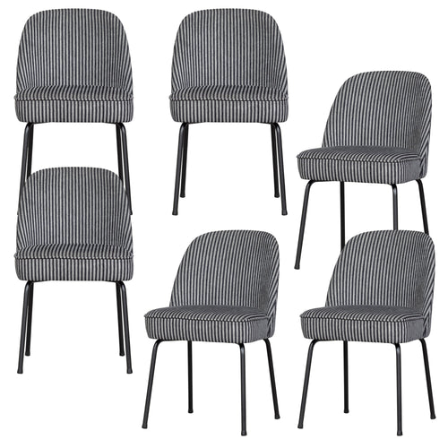 WOOOD eetkamerstoelen Vogue - Polyester - Zwart/Grijs - Set van 6