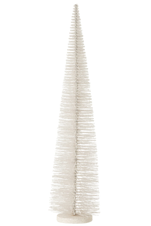 J-Line decoratie Kerstboom Glitter - kunststof - wit - large