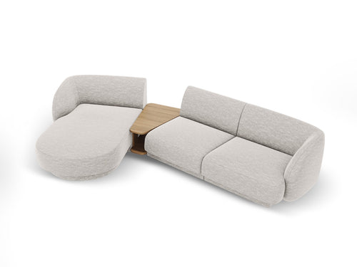 Micadoni linker modulaire bank Miley 3-zits, chenille, lichtgrijs - 178x303x70cm