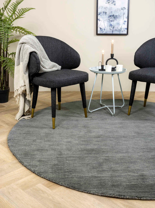 Vloerkleed MOMO Rugs Panorama Uni Rond Dark Grey 200 rond - vtwonen shop