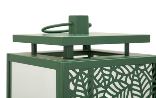 Set van 2 metalen lantaarns groen 15x14,5x41,5 - 15x14,5x24 cm