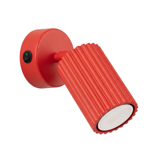 Sollux Lighting Wandlamp KARBON rood met schakelaar - 8x16x16cm