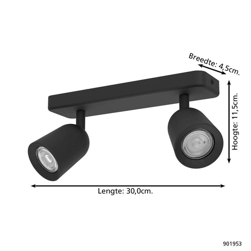 EGLO spot Camaldoli - gu10 - 30 cm - zwart