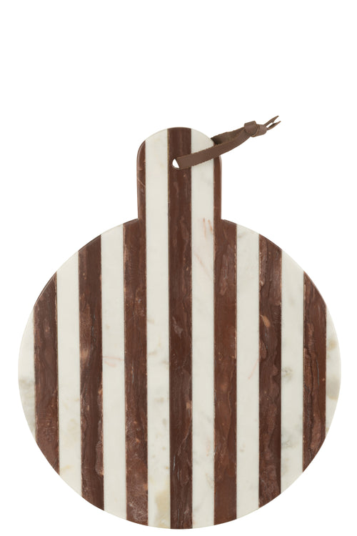 J-Line snijplank Rond Streep Marmer - steen - wit/bruin