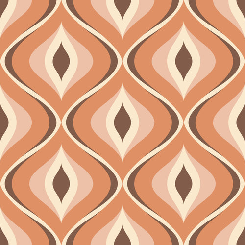 ESTAhome behang retro ornamenten oranje en bruin - 50 x 900 cm - 130986 - vtwonen shop