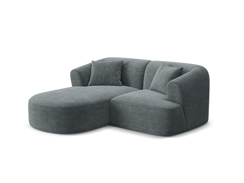 Cosmopolitan Design Modulaire hoekbank links Campi 3-zits, ribfluwelen donkergrijs - 156x180x70cm