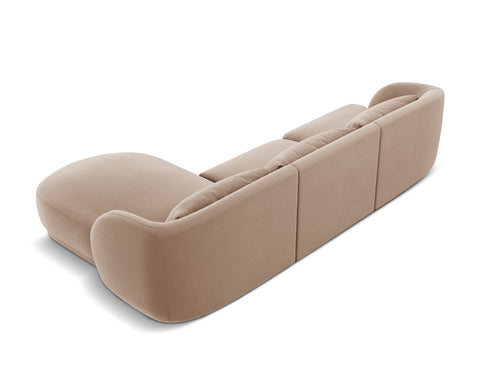 Cosmopolitan Design rechter hoekbank Tulum 4-zits, flueel, beige - 156x255x70cm