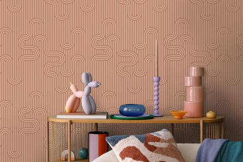 ESTAhome behang grafische lijnen terracotta - 50 x 900 cm - 131024 - vtwonen shop