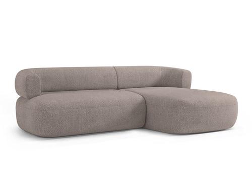 Micadoni rechter hoekbank Jenny 5-zits, boucle lichtbruin - 145x225x73cm
