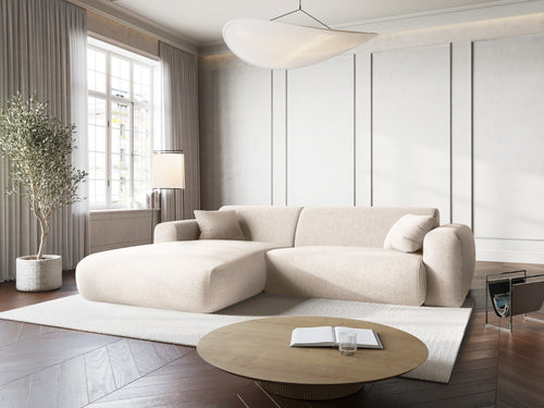Cosmopolitan Design linker hoekbank Nolio 4-zits, chenille, lichtbeige - 170x235x72cm