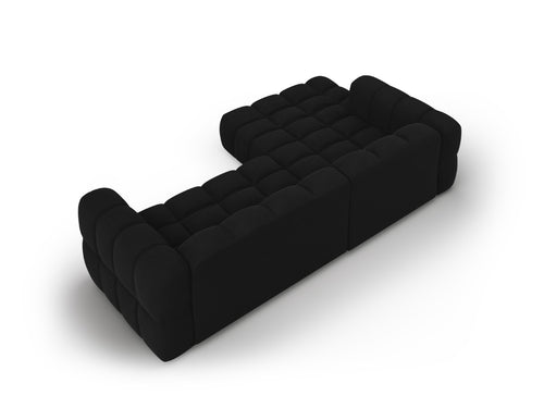 Cosmopolitan Design Modulaire hoekbank links Sky 4-zits, flueel, zwart - 162x272x70cm