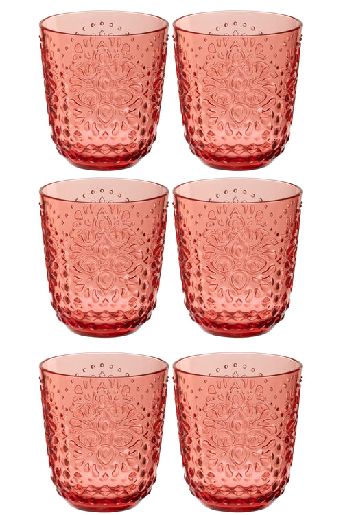 J-Line glas - kunststof - rood - doos van 6