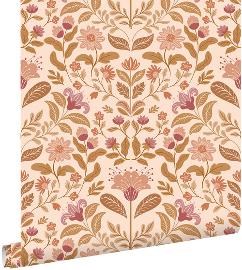 ESTAhome behang vintage bloemen paars en groen - 50 x 900 cm - 131898