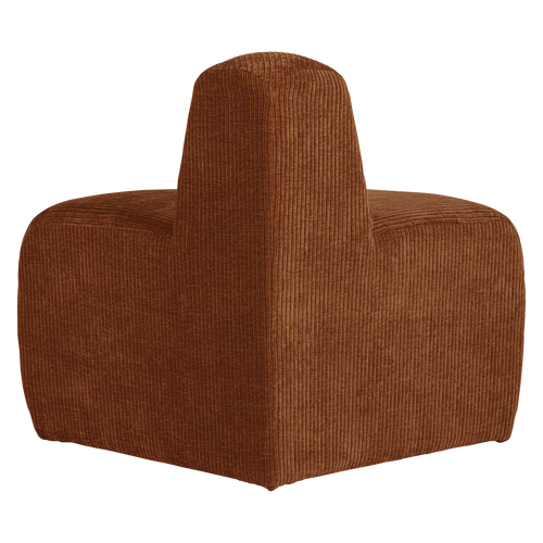 WOOOD eetbank hoek rond rugleuning Mojo - Ribstof - Roestbruin - 83x100x74