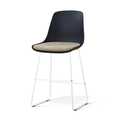 Nolon Nino-Liv barkruk zwart met nougatbruin zitkussen - wit onderstel - 65 cm - vtwonen shop