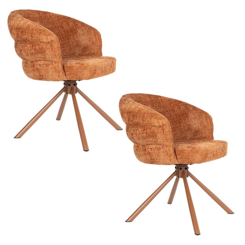 Housecraft Living Marjolein Eetkamerstoelen Armleuning Oranje - Set van 2