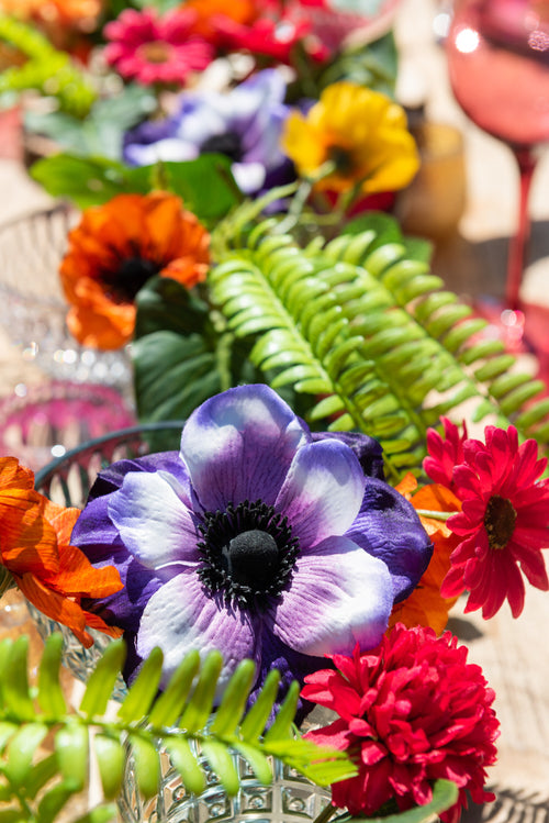 J-Line bloem Anemoon - kunststof - paars/wit - 24 stuks - vtwonen shop