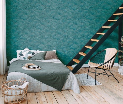 Livingwalls behang art deco bogen petrolblauw en zilver - 53 cm x 10.05 m - AS-391052 - vtwonen shop