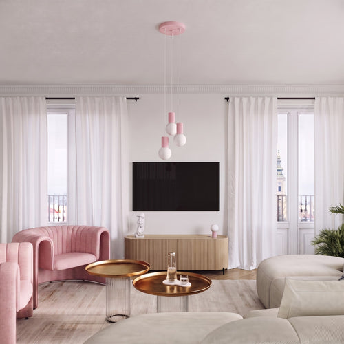 Sollux Lighting Hanglamp HALO 1 roze - 12x12x120cm