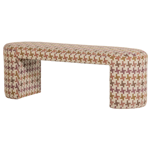 WOOOD gestoffeerd bankje Jacob - Pied De Poule Dessin - Roze - 46x130x46