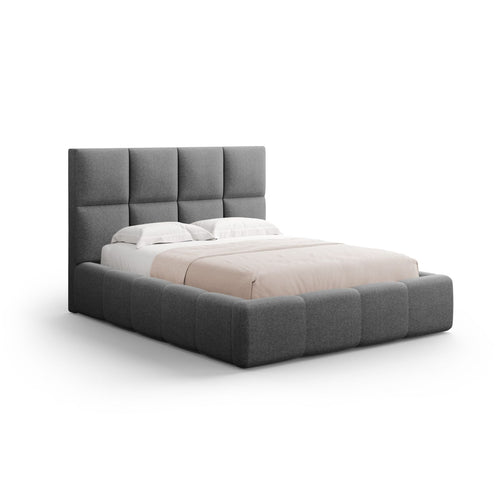 Cosmopolitan Design - Opbergbed met hoofdeinde Livigno 200x180cm structurele stof donkergrijs - 230x205x125cm