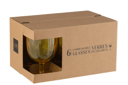 J-line wijnglas - plastic - geel - 6 stuks - vtwonen shop