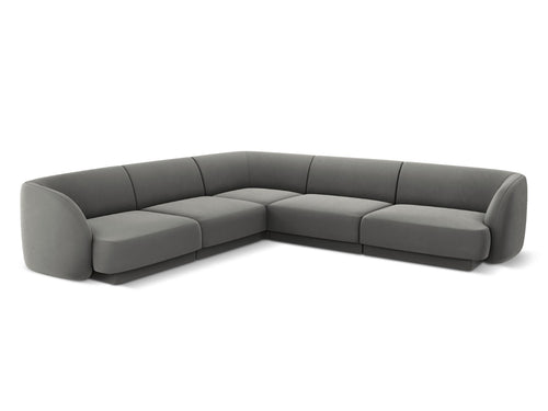 Micadoni Symmetrische hoekbank Miley 5-zits, flueel, lichtgrijs - 255x255x70cm