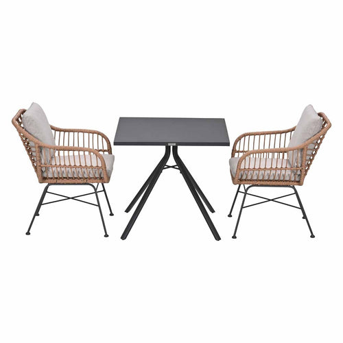 Garden Impressions Bistro tuinset Lucas bruin 3-delig - Rimini tuintafel 80x80 cm
