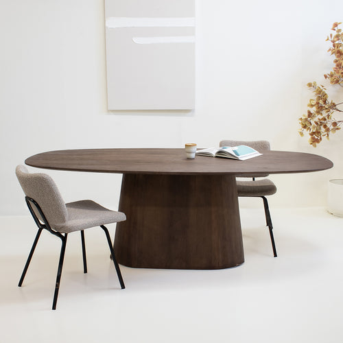 Giga Meubel Eettafel Stijn - Deens Ovaal - Mangohout - Donkerbruin - 220cm - vtwonen shop