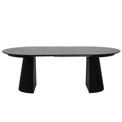Furnhouse uitschuifbare eettafel Svendborg - Zwart - Ø 120/220x120 cm