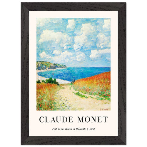 Artfulprints Poster met Lijst Claude Monet - Path in the weath at Pourville   - A4 21x29.7 cm - Blauw