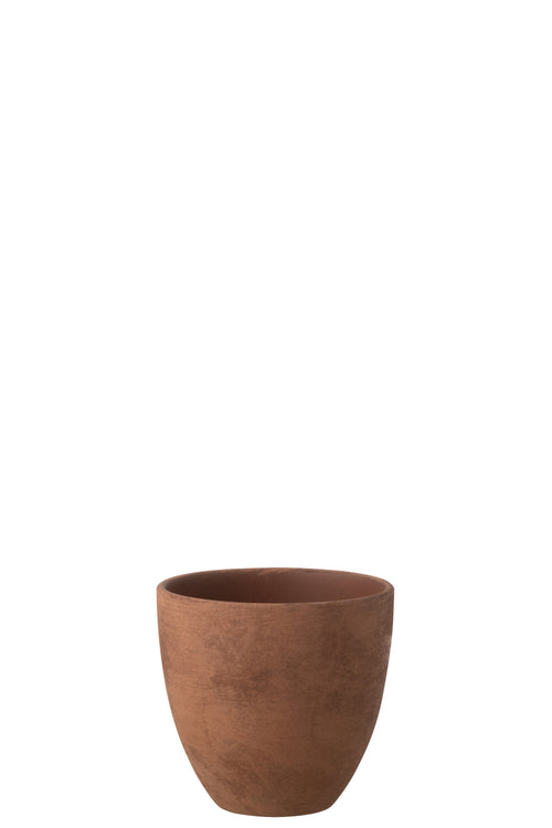 J-Line bloempot Rond - keramiek - bruin - medium