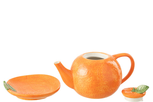 J-Line theepot Sinaasappel - keramiek - oranje