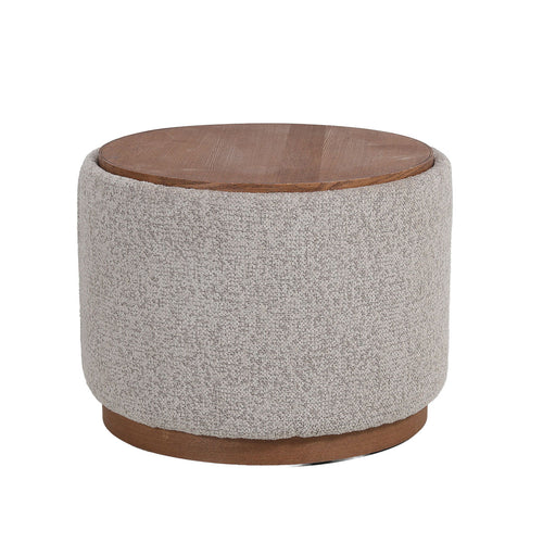 DÉJA Living Salontafel Marcia – Rond – Met Opbergruimte – Essen Fineer – 55x55x42 cm – Taupe/Walnoot