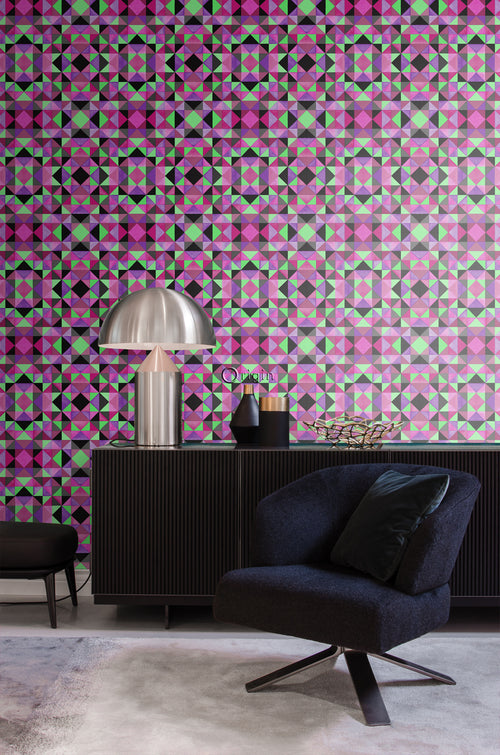 Origin Wallcoverings behang kubisme roze en groen - 53 cm x 10,05 m - 346912 - vtwonen shop