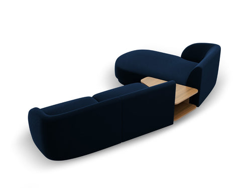 Micadoni linker modulaire bank Miley 3-zits, flueel, koningsblauw - 178x303x70cm