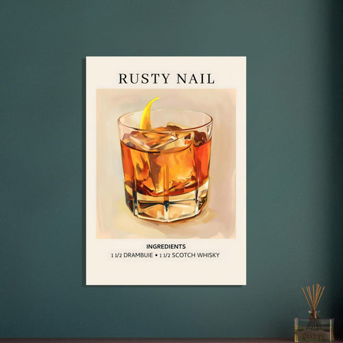 Artfulprints  Rusty Nail cocktail - Ingredients   poster 30x40 cm