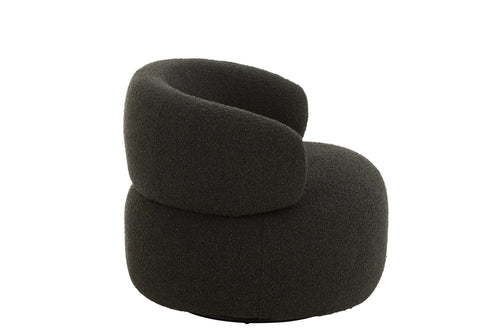 J-Line zetel Draaiend Rond - hout/textiel - zwart